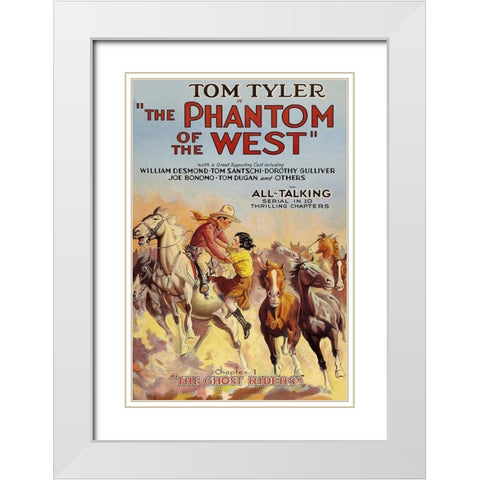 Vintage Westerns: Phantom of the West - Ghost Riders White Modern Wood Framed Art Print with Double Matting by Unknown
