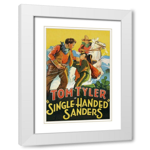 Vintage Westerns: Single Handed Sanders White Modern Wood Framed Art Print with Double Matting by Unknown