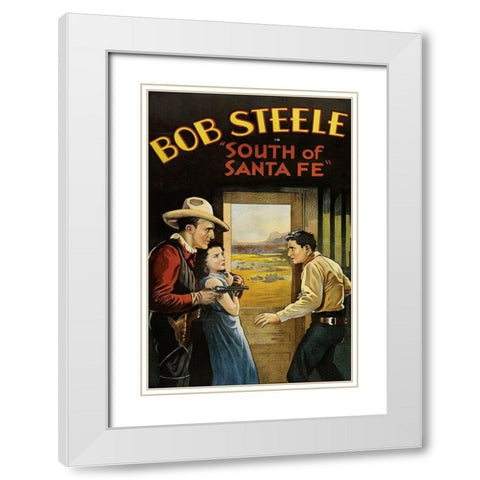 Vintage Westerns: South of Santa Fe White Modern Wood Framed Art Print with Double Matting by Unknown