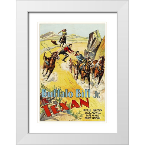 Vintage Westerns: Texan White Modern Wood Framed Art Print with Double Matting by Unknown