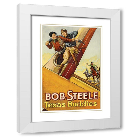 Vintage Westerns: Texas Buddies White Modern Wood Framed Art Print with Double Matting by Unknown