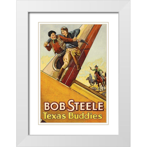Vintage Westerns: Texas Buddies White Modern Wood Framed Art Print with Double Matting by Unknown