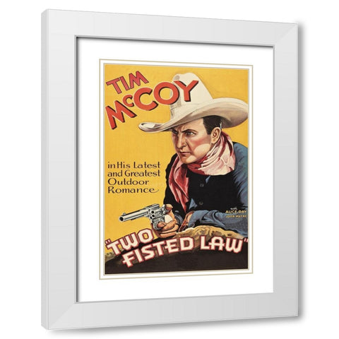 Vintage Westerns: Two Fisted Law White Modern Wood Framed Art Print with Double Matting by Unknown