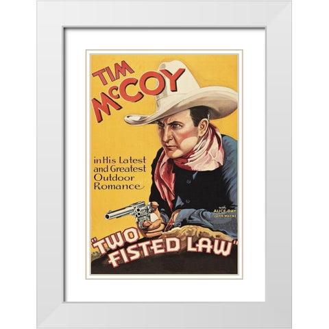 Vintage Westerns: Two Fisted Law White Modern Wood Framed Art Print with Double Matting by Unknown