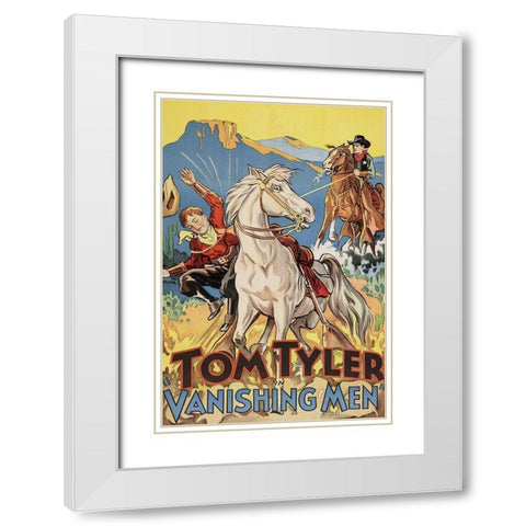Vintage Westerns: Vanishing men White Modern Wood Framed Art Print with Double Matting by Unknown