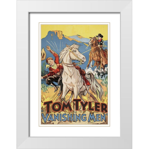Vintage Westerns: Vanishing men White Modern Wood Framed Art Print with Double Matting by Unknown