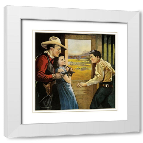 Vintage Westerns: South of Santa Fe - Detail White Modern Wood Framed Art Print with Double Matting by Unknown