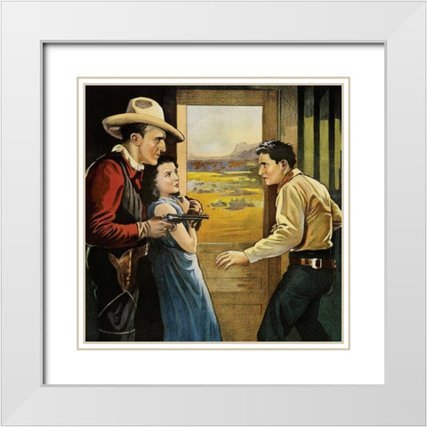 Vintage Westerns: South of Santa Fe - Detail White Modern Wood Framed Art Print with Double Matting by Unknown