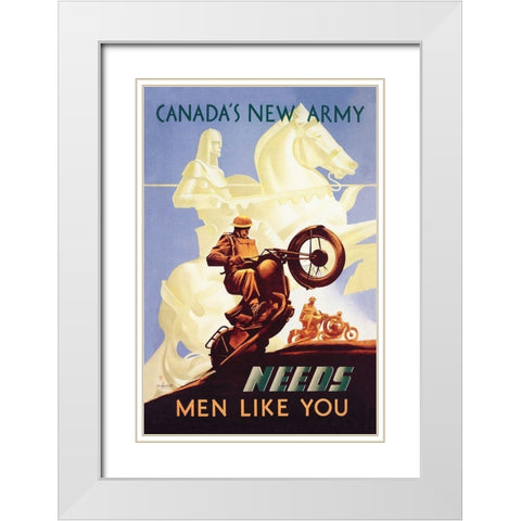 WWI: Canadas New Army: Men Like You White Modern Wood Framed Art Print with Double Matting by Aldwinkle, Eric