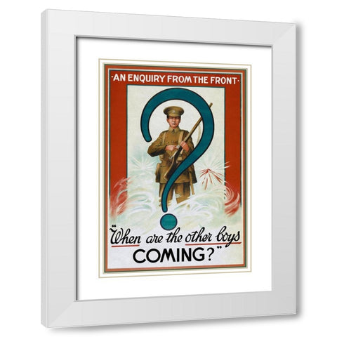 WWI: Enquiry from the Front White Modern Wood Framed Art Print with Double Matting by Unknown