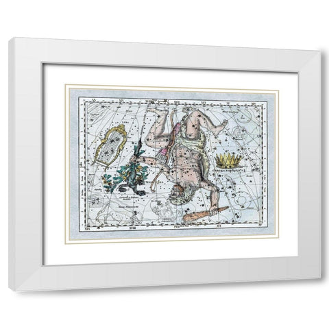 Maps of the Heavens: Hercules, the Lyre and Corona Borealis White Modern Wood Framed Art Print with Double Matting by Jamieson, Alexander