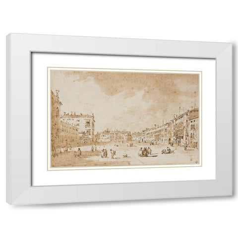 View of Campo San Polo, Venice, ca. 1790 White Modern Wood Framed Art Print with Double Matting by Guardi, Francesco