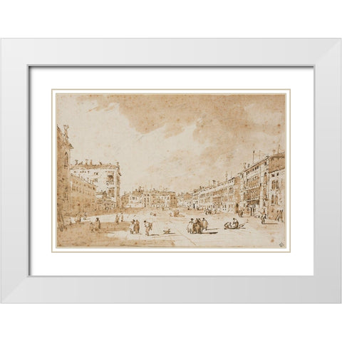 View of Campo San Polo, Venice, ca. 1790 White Modern Wood Framed Art Print with Double Matting by Guardi, Francesco