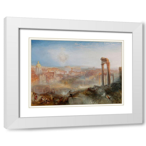 Modern Rome - Campo Vaccino White Modern Wood Framed Art Print with Double Matting by Turner, Joseph Mallord William