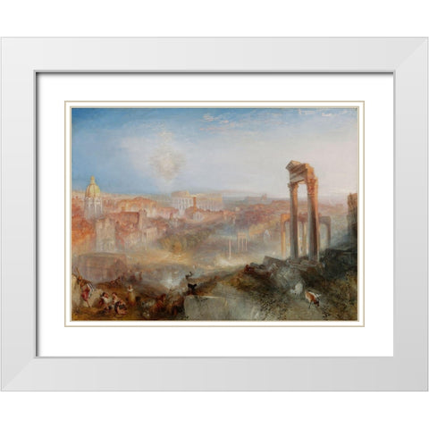 Modern Rome - Campo Vaccino White Modern Wood Framed Art Print with Double Matting by Turner, Joseph Mallord William