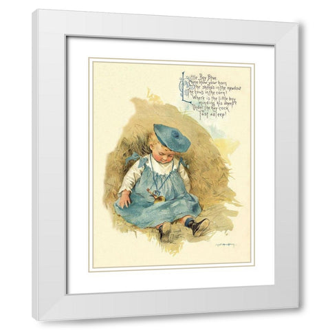 Nursery Rhymes: Little Boy Blue White Modern Wood Framed Art Print with Double Matting by Humphrey, Maud