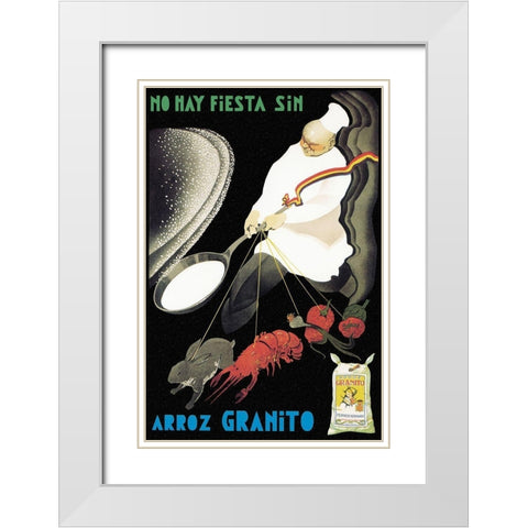 Cooks: No Hay Fiesta Sin Arroz Granito White Modern Wood Framed Art Print with Double Matting by Anonymous
