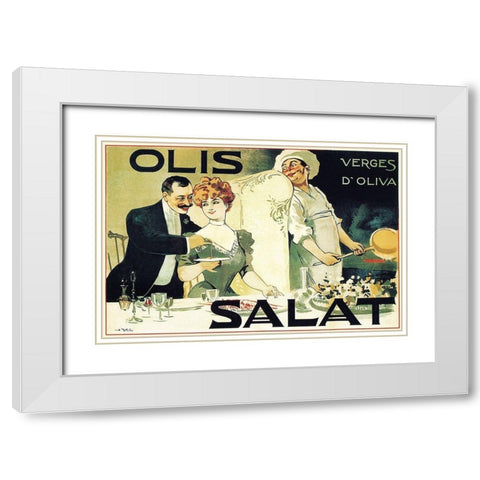 Cooks: Olis Salat - Verges dOliva White Modern Wood Framed Art Print with Double Matting by Norlind, E.