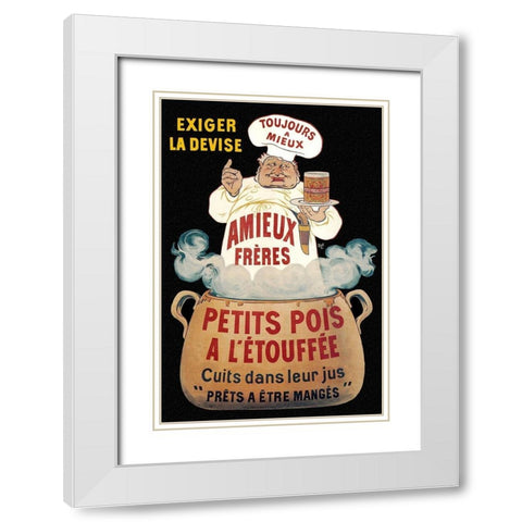 Cooks: Amieux Freres - Petits Pois a lEtouffee White Modern Wood Framed Art Print with Double Matting by Oge, Eugene