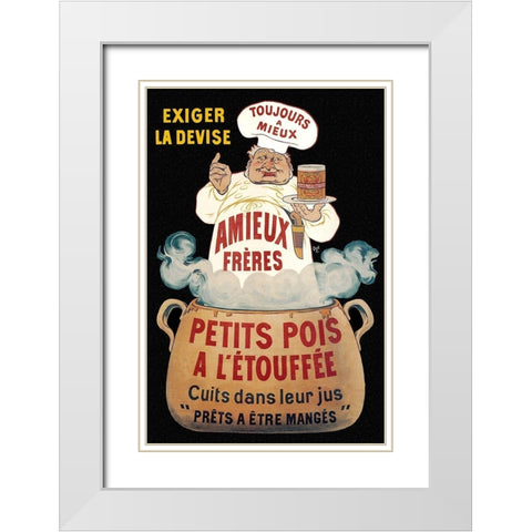 Cooks: Amieux Freres - Petits Pois a lEtouffee White Modern Wood Framed Art Print with Double Matting by Oge, Eugene