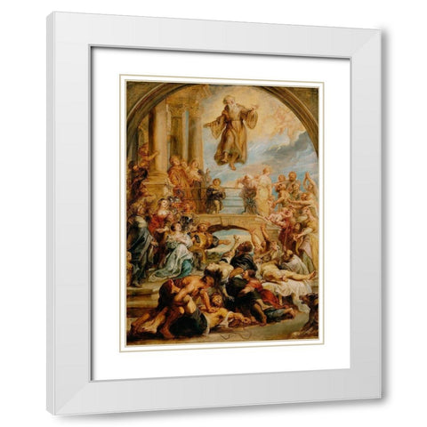 The Miracles of Saint Francis of Paola White Modern Wood Framed Art Print with Double Matting by Rubens, Peter Paul