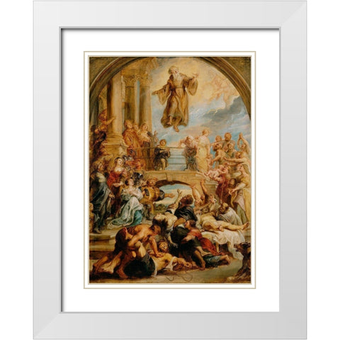 The Miracles of Saint Francis of Paola White Modern Wood Framed Art Print with Double Matting by Rubens, Peter Paul