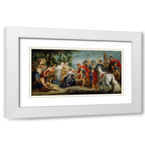 David Meeting Abigail White Modern Wood Framed Art Print with Double Matting by Rubens, Peter Paul