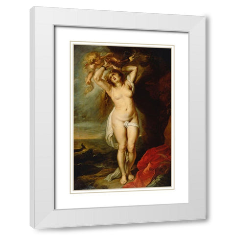Andromeda White Modern Wood Framed Art Print with Double Matting by Rubens, Peter Paul