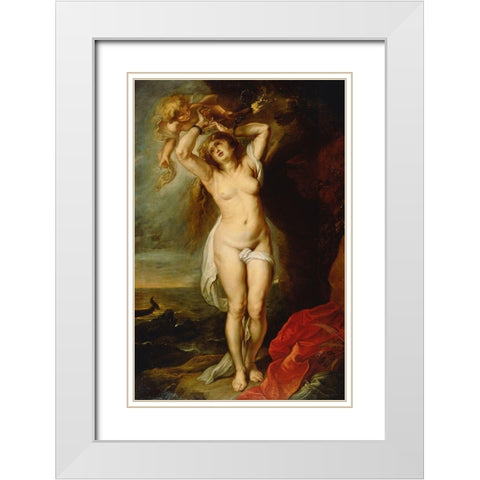 Andromeda White Modern Wood Framed Art Print with Double Matting by Rubens, Peter Paul
