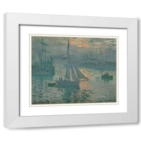 Sunrise (Marine) White Modern Wood Framed Art Print with Double Matting by Monet, Claude