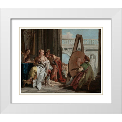 Alexander the Great and Campaspe in the Studio of Apelles White Modern Wood Framed Art Print with Double Matting by Tiepolo, Giovanni Battista
