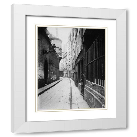 Paris, 1921 - Rue de lHotel-de-Ville White Modern Wood Framed Art Print with Double Matting by Atget, Eugene