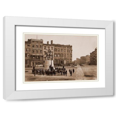 14th Street with Union Square and Washington Monument, about 1855 White Modern Wood Framed Art Print with Double Matting by Holmes, Silas A.