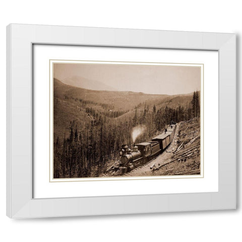 Marshall Pass, Colorado, Westside, 1880-1881 White Modern Wood Framed Art Print with Double Matting by Jackson, William Henry