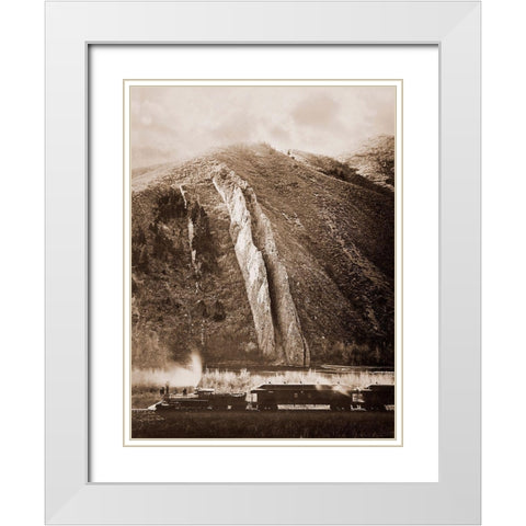 The Devils Slide, Utah, 1873-1874 White Modern Wood Framed Art Print with Double Matting by Watkins, Carleton