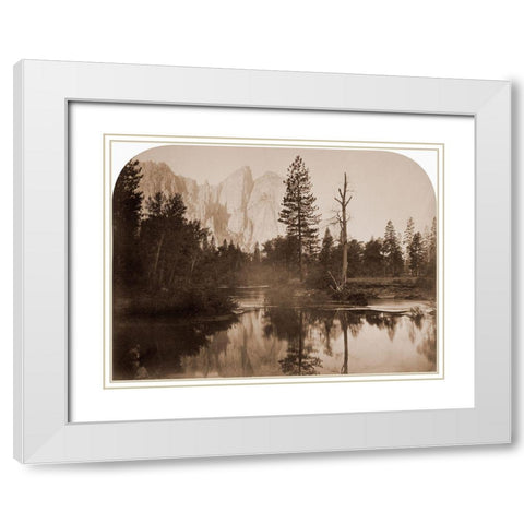 River View - Down the Valley - Yosemite, California, 1861 White Modern Wood Framed Art Print with Double Matting by Watkins, Carleton