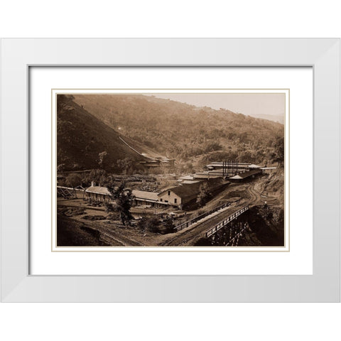 Smelting Works, New Almaden, Santa Clara, California, 1863 White Modern Wood Framed Art Print with Double Matting by Watkins, Carleton