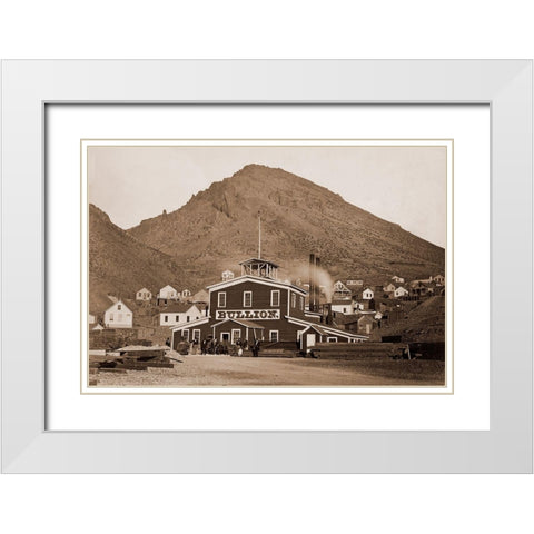 The Bullion Mine, Virginia City, Nevada, 1880 White Modern Wood Framed Art Print with Double Matting by Watkins, Carleton