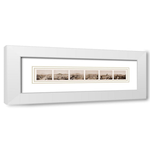 Six-part Panorama of San Francisco, 1855-1856 White Modern Wood Framed Art Print with Double Matting by Watkins, Carleton