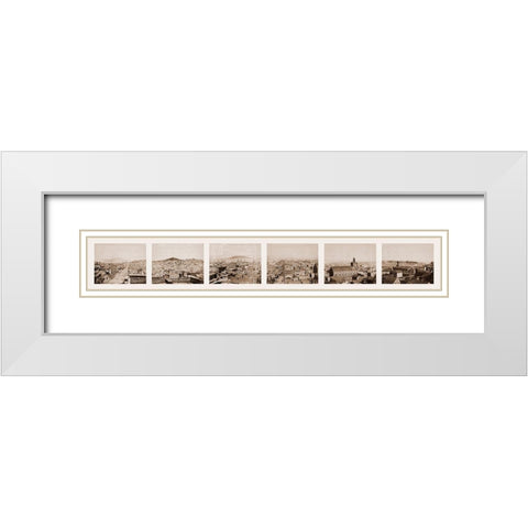 Six-part Panorama of San Francisco, 1855-1856 White Modern Wood Framed Art Print with Double Matting by Watkins, Carleton