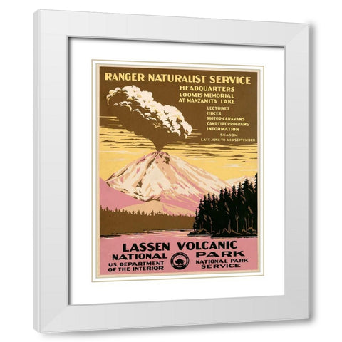 Lassen Volcanic National Park, ca. 1938 White Modern Wood Framed Art Print with Double Matting by Ranger Naturalist Service