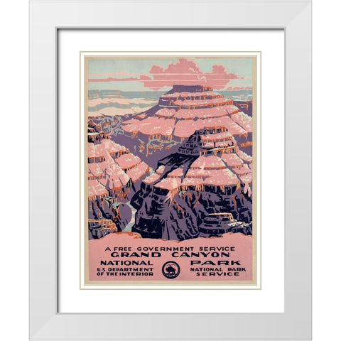 Grand Canyon National Park, a Free Government Service, ca. 1938 White Modern Wood Framed Art Print with Double Matting by WPA