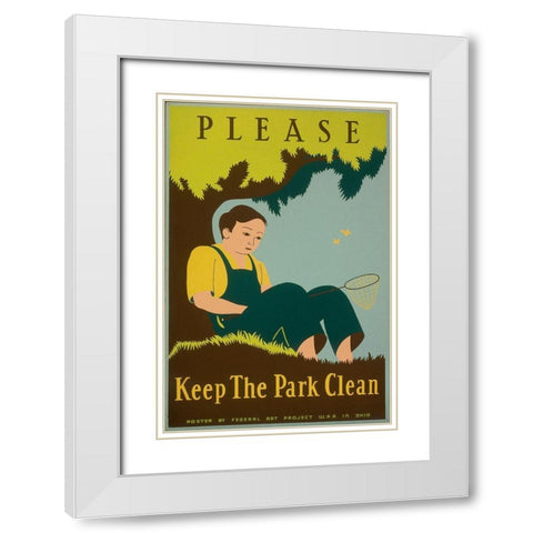 Please Keep the Park Clean, 1938 White Modern Wood Framed Art Print with Double Matting by Clough, Stanley Thomas