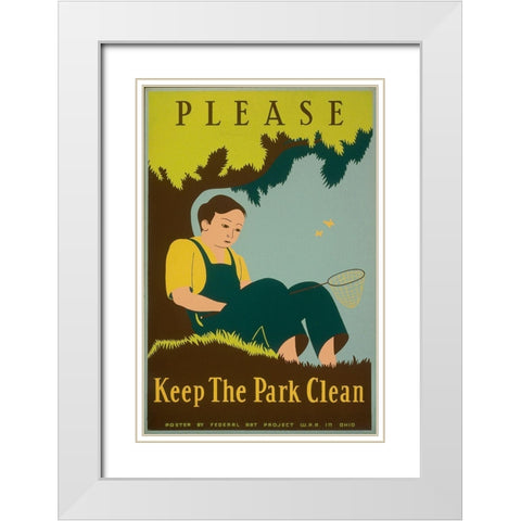 Please Keep the Park Clean, 1938 White Modern Wood Framed Art Print with Double Matting by Clough, Stanley Thomas