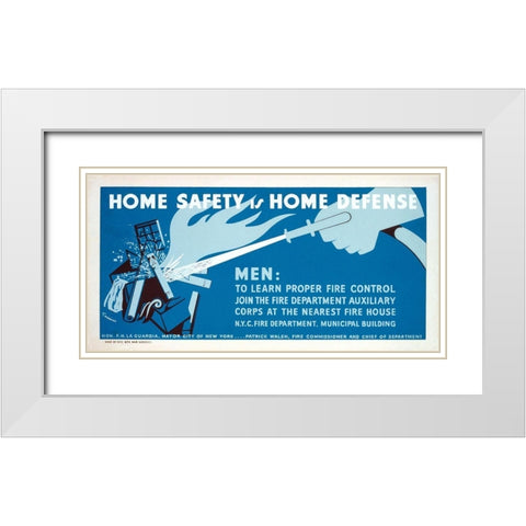 Home safety is home defense - Learn fire control White Modern Wood Framed Art Print with Double Matting by Tworkov, Jack