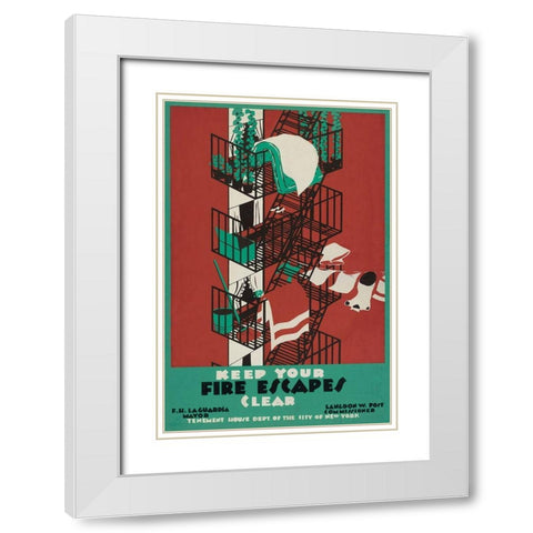 Keep your fire escapes clear White Modern Wood Framed Art Print with Double Matting by WPA