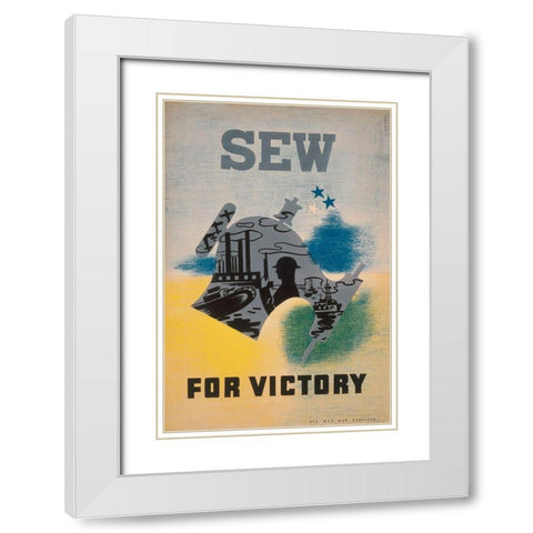 Sew for victory White Modern Wood Framed Art Print with Double Matting by WPA