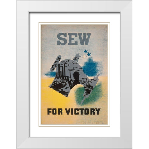 Sew for victory White Modern Wood Framed Art Print with Double Matting by WPA