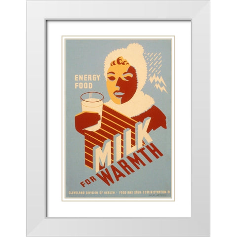 Milk - for warmth Energy food White Modern Wood Framed Art Print with Double Matting by WPA