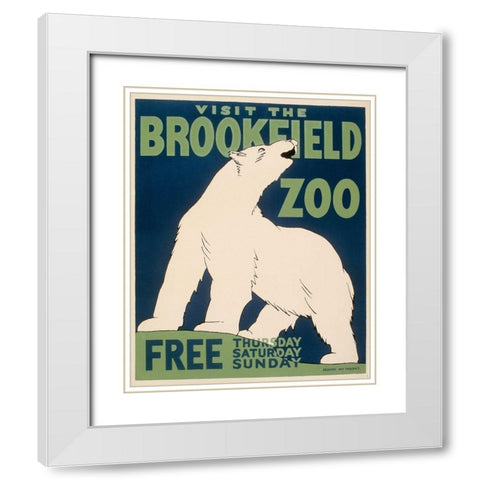 Visit the Brookfield Zoo - Polar Bear White Modern Wood Framed Art Print with Double Matting by WPA